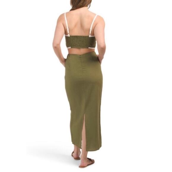 HOUSE OF HARLOW 1960 Linen Blend GREEN TWO PIECE Skirt SET Size Small - Picture 2 of 9